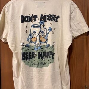 Cream Critical Slide Society Graphic Tee - Don't Worry Beer Happy. Size M